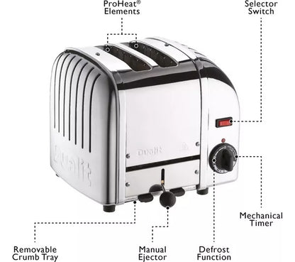 Dualit 2 Slice Polished Chrome Toaster