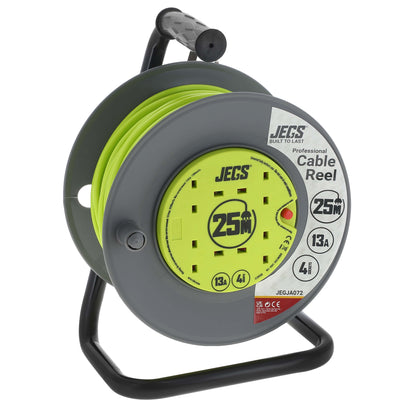JEGS 4 Gang 13Amp 25 Metre Open Cable Reel