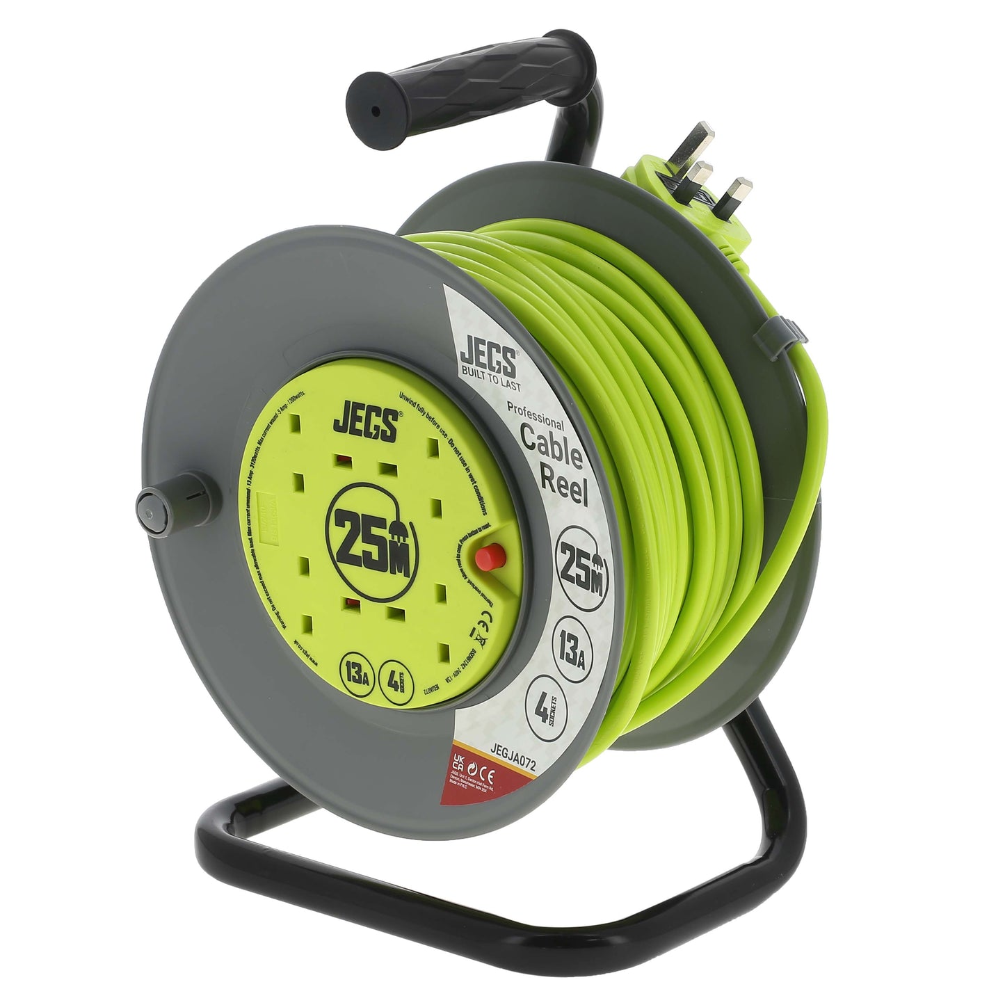 JEGS 4 Gang 13Amp 25 Metre Open Cable Reel