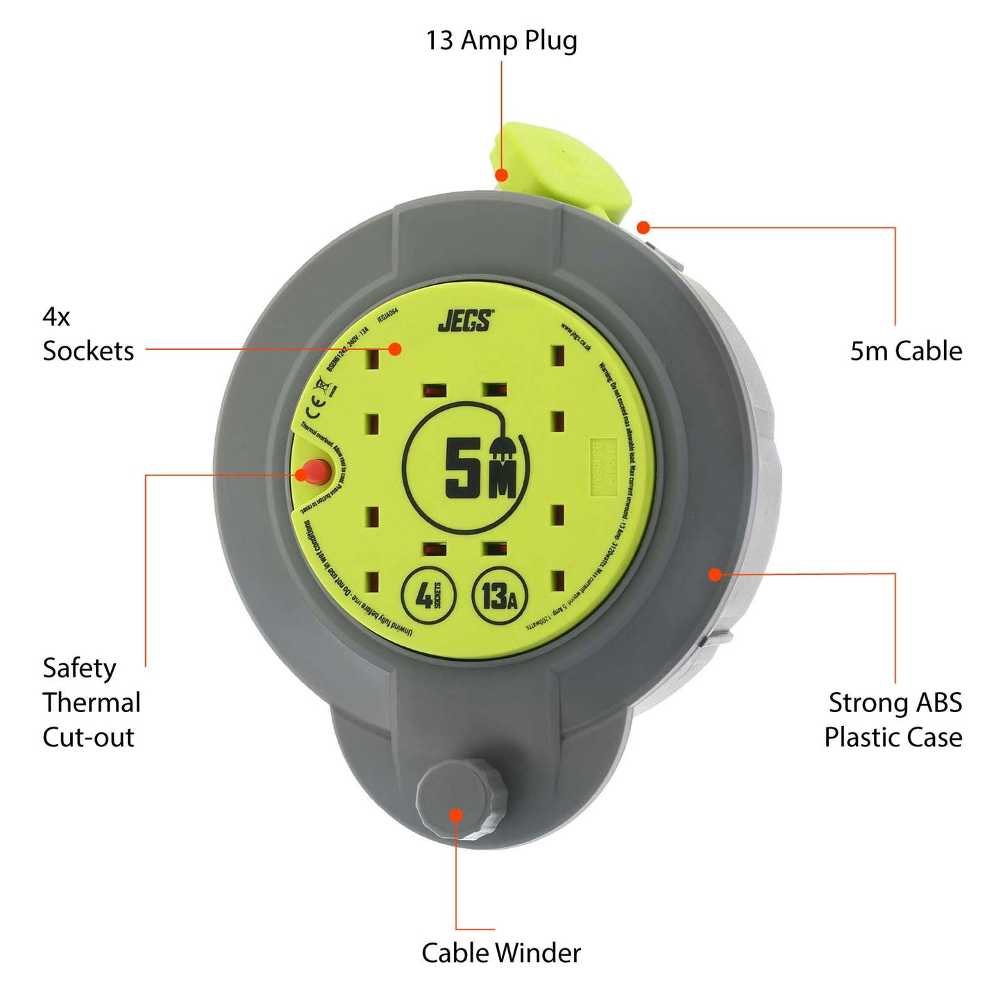 5m 4 Socket 13A Cable Reel