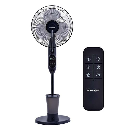 Powersonic Pedestal Oscillating Misting Fan - Black - 3 Speed
