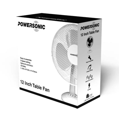 Powersonic 12 Inch 3 Speed Table Fan