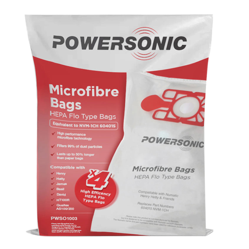 Pack Of Four Vacuum Cleaner Microfibre Bags
