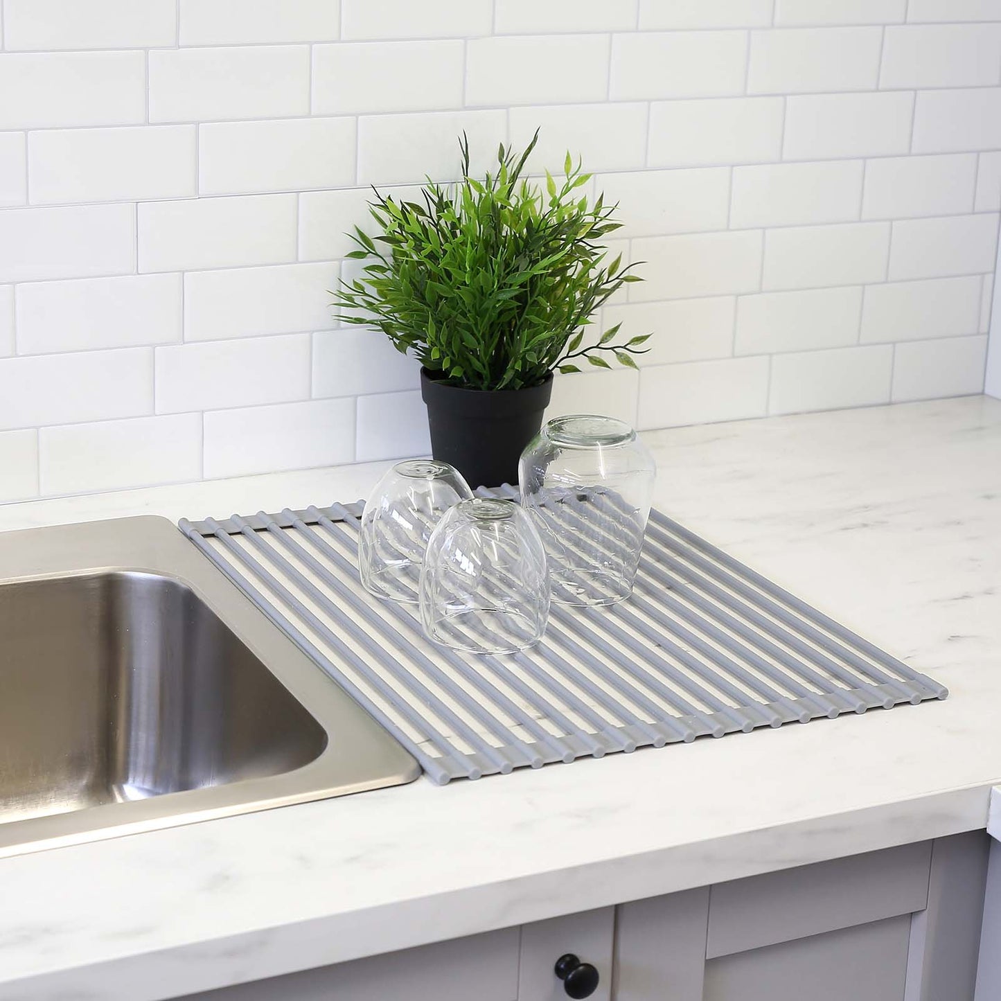 Roll Up Dish Drying Rack with Non-Slip Silicone