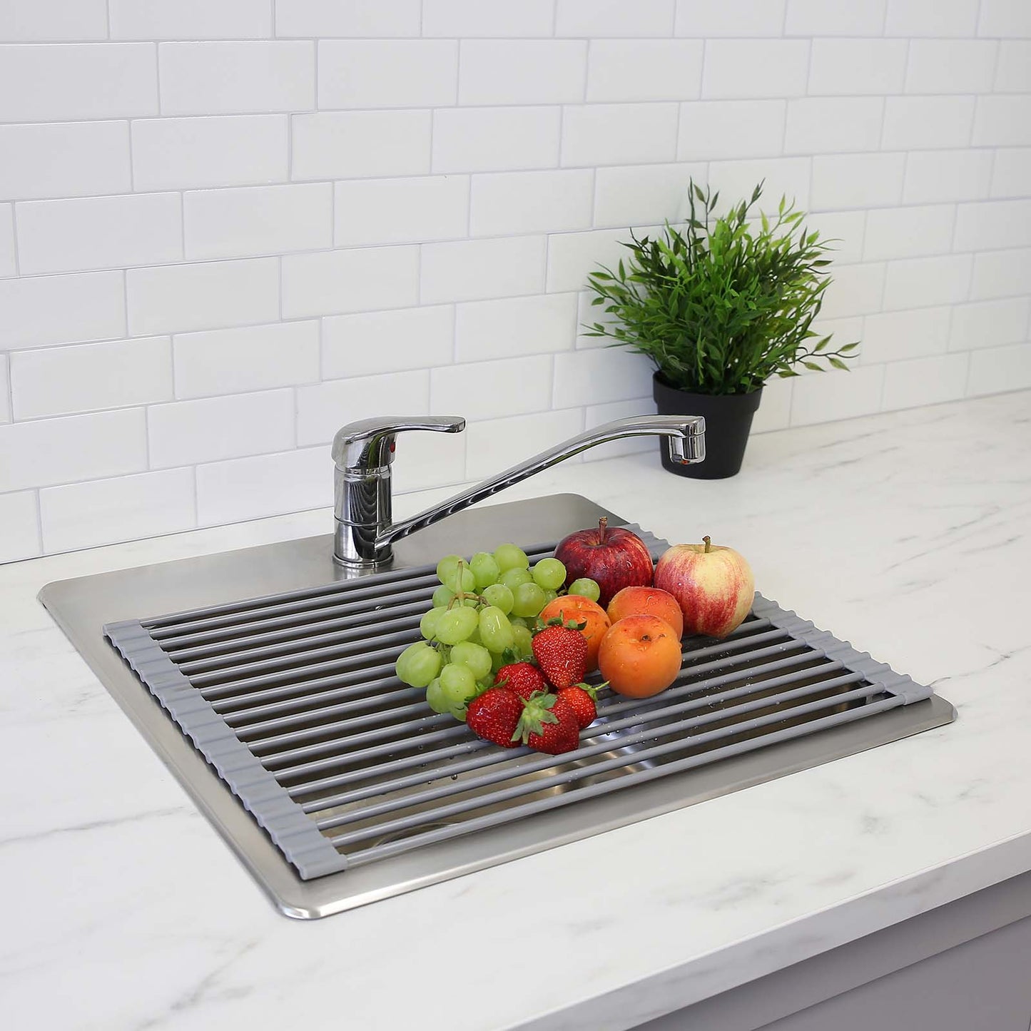 Roll Up Dish Drying Rack with Non-Slip Silicone