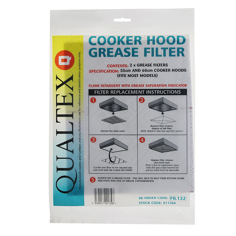 Universal Cooker Hood Filter (Pack of 2) - 55cm x 60cm Cut To Size