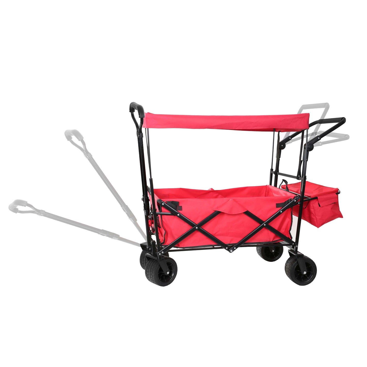 Portable Folding Trolley, Push Pull Cart Wagon with Canopy
