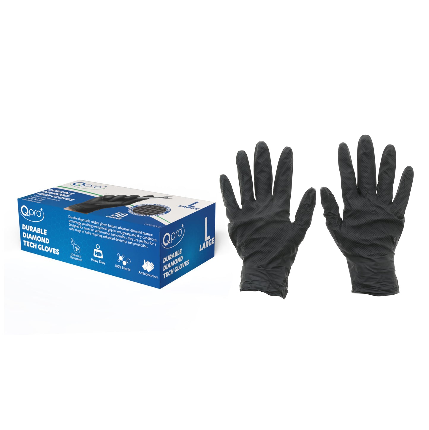 Black Non Slip Large Work Gloves - Pack of 50