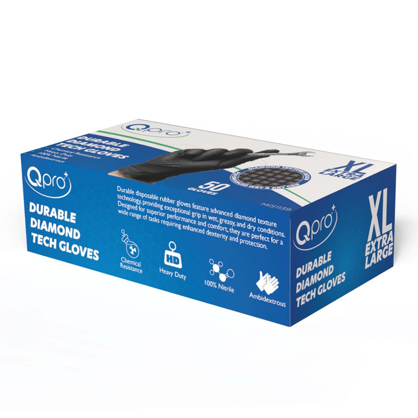 Black Non Slip Extra Large Work Gloves - Pack of 50