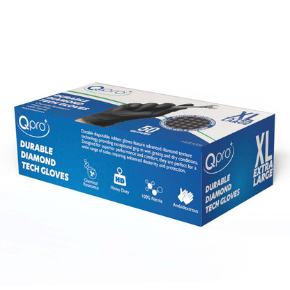 Black Non Slip Extra Large Work Gloves - Pack of 50