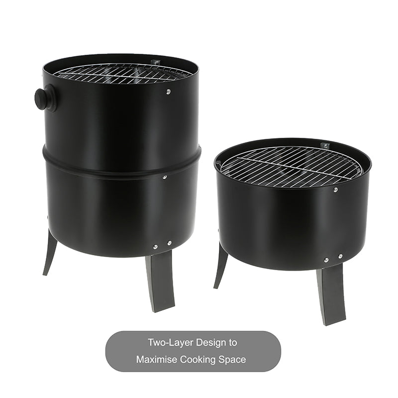 Smoker & Grill 3 in 1 BBQ - Black - c/w - Built In Thermostat