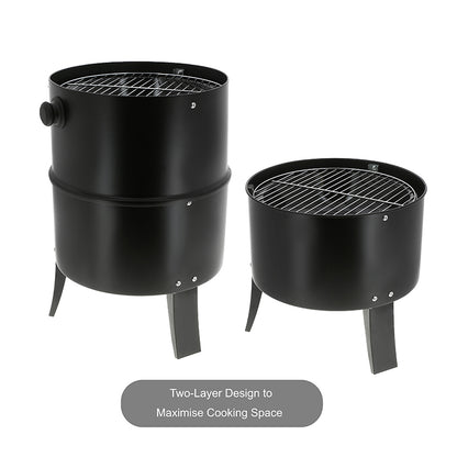 Smoker & Grill 3 in 1 BBQ - Black - c/w - Built In Thermostat