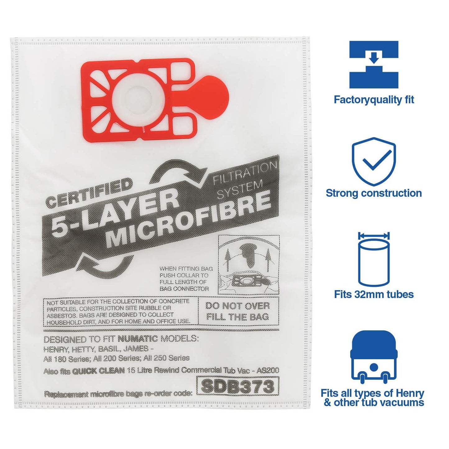 Vacuum Cleaner Microfibre Bag (Pack of 10)