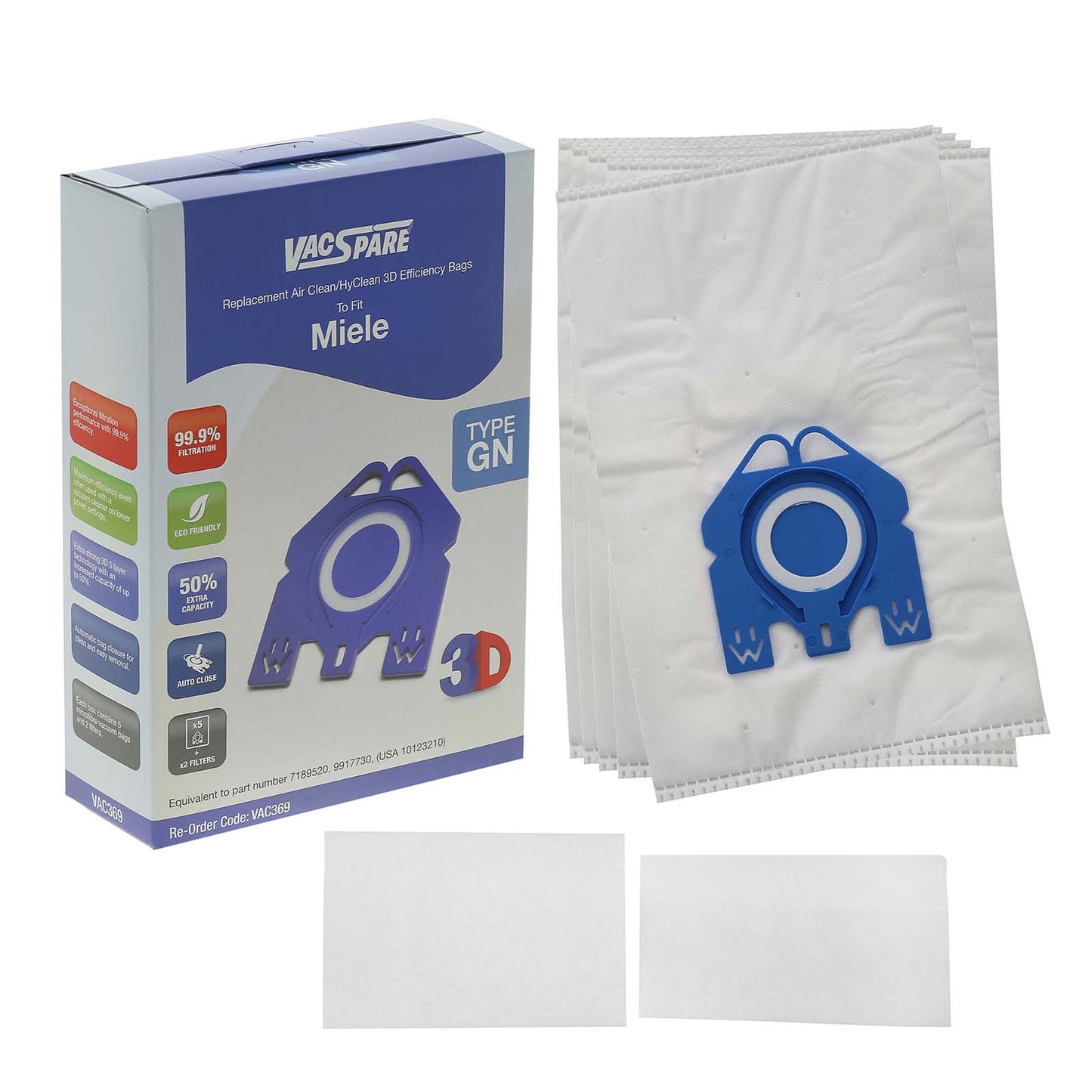 Microfibre Bag For Miele GN (Pack of 5 + 2 filters)