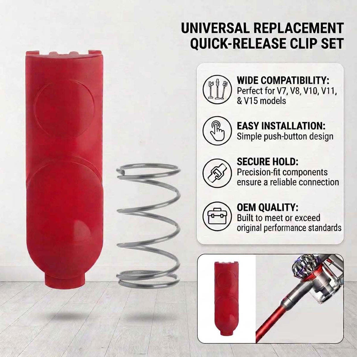 Dyson V7 V8 V10 V11 V15 Vacuum Cleaner Quick Release Wand Clip